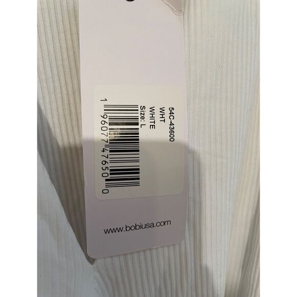 Bobi Modal Wide Rib Wrap Top Long-sleeve in White Womens Size L NWT - Picture 3 of 7